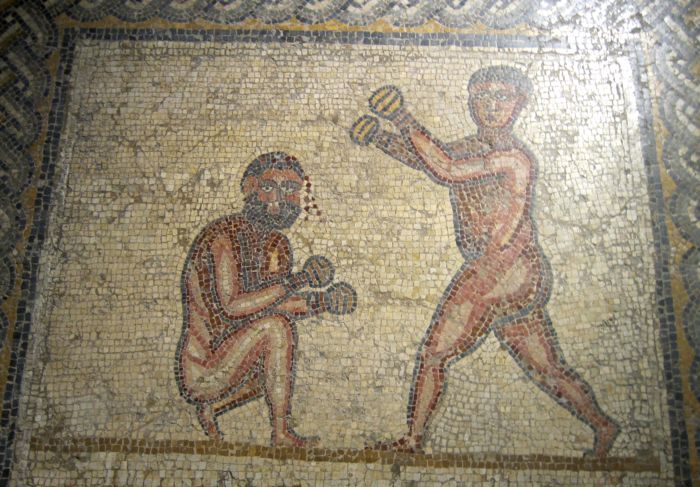 Боксеры. Римская мозаика 3-4 века. Тунис. Музей Бардо.  Фото Лимарева В.Н. 